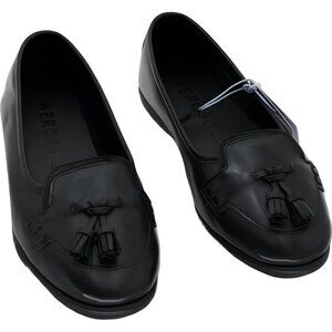 Aerosoles Brooks Tassel Loafer Flats Black Leather Comfort Work US 8W